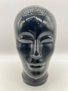 lot 312 image: Vintage Black Amethyst Glass Mannequin Head