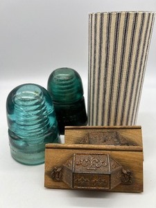 lot 319 image: Assorted Vintage Fun including Glass Insulators, Antique Bin Pulls and More