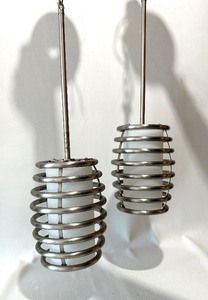 lot 284 image: Pair of NEW BRUSHED NICKEL Pendant Lamps