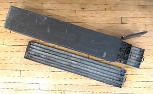 lot 287 image: Unusual VINTAGE INDUSTRIAL Unique WOOD & ALUMINUM Extra Long 4-Drawer Storage Box