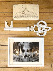lot 293 image: White Wash WOOD Art Trio