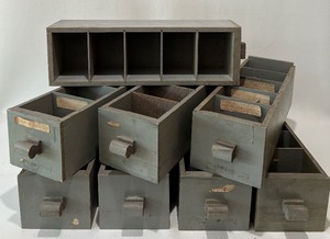 lot 362 image: Vintage Divided Solid Wood Drawers