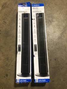 lot 12 image: Lot of Lasko Xtra Air 48 in. 4-Speed Tower Fan in Black with Digital Display, Auto Mode, Timer and Remote Control Customer Returns See Pictures