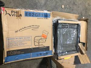 lot 21 image: Lot of PHI VILLA Black C-Spring Textilene Metal Patio Outdoor Dining Chair (2-Pack)  Customer Returns See Pictures