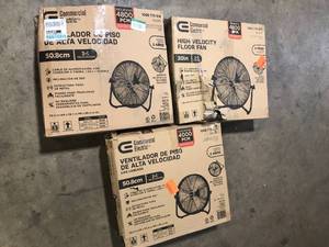 lot 25 image: Lot of Commercial Electric 20 in. 3-Speed High Velocity Shroud Floor Fan  Customer Returns See Pictures