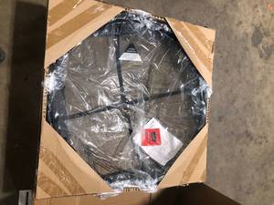 lot 2 image: Hampton Bay Windgate 40 in. Dia. Round Steel Wood Burning Fire Pit with Spark Guard  Customer Returns See Pictures