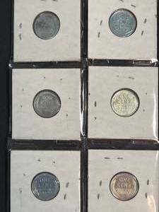 6 AU-UNC WWII US WAR CENTS