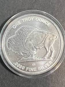 1 TROY OZ .999 FINE SILVER BUFFALO INDIAN ROUND IN AIRTITE