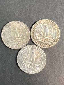 3 US WASHINGTON QUARTERS 1959 1962 1963