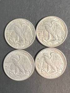 4 US WALKING LIBERTY HALF DOLLARS 1942-1943