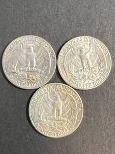 3 UNC US WASHINGTON QUARTERS 1960 1961