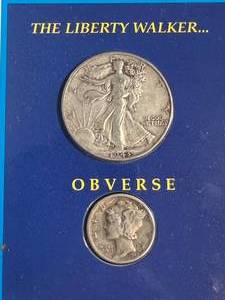 TWO SILVER CLASSICS SET WALKING LIBERTY HALF DOLLAR AND MERCURY DIME