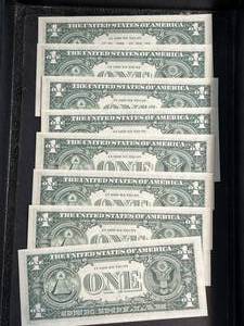 8 CONSECUTIVE SERIAL NUMBERS $1 BILLS