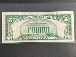 1934A US BLUE SEAL $5 SILVER CERTIFICATE