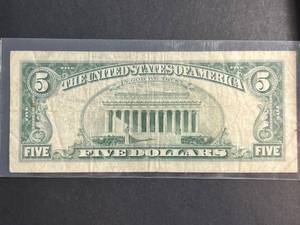 1963 US RED SEAL $5 NOTE