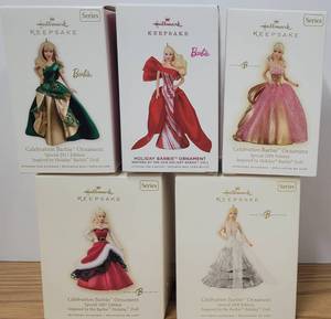 lot 10 image: Five Special Edition Hallmark Holiday Barbie Ornaments NRFB (LOT 4 of 8)