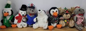 lot 36 image: LOT of Seven Coca-Cola Bean Bag Plush 1998-2000