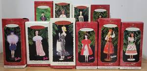 lot 53 image: Lot of 10 Hallmark Barbie Ornaments NIB