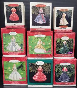lot 80 image: Nine Keepsake Holiday Barbie Ornaments (LOT 1 of 8) NIB Hallmark, Collectors Club
