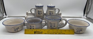 lot 102 image: Land O Lakes Cenex Pottery Salt & Pepper Shakers, Bowls and Cups