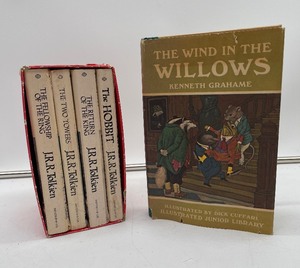 lot 10 image: J.R.R. Tolkien Box Set Hobbit and Lord of the Rings Paperback Book and The Wind in the Willows Book