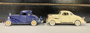 lot 62 image: Two Vintage Diecast Cars 1933 Chevrolet Eagle and 1938 Chevy Master Deluxe Business Coupe