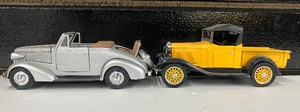 lot 64 image: Two Vintage Diecast Cars Chevrolet Cabriolet and 1932 Chevy Open Cab Pickup
