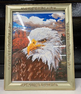 lot 81 image: Framed Proud Eagle Paint by Numbers Painting
