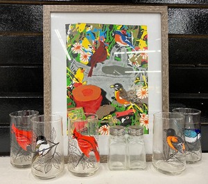 lot 93 image: Bird Glasses and Framed Bird Print