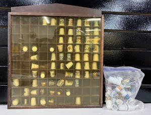 lot 95 image: Thimble Display Case with Thimbles