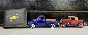 lot 96 image: Vintage Diecast Cars 1961 Chevy 3100 Pickup and 1931 Chevy Sports Cabriolet