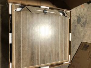 StyleWell Mix and Match 72 in. Rectangular Metal Outdoor Dining Table with Farmhouse Trestle Base and Tile Tabletop Broken Customer Returns See Pictures