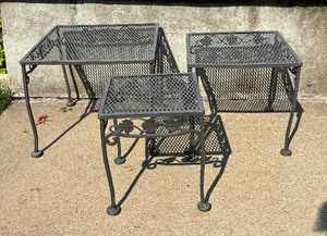 Set of Three Metal Nesting Patio Tables