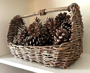 Rustic Basket with Pinecones