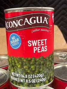 Aconcagua Sweet Peas in Brine - No Sugar Added - Case of 12