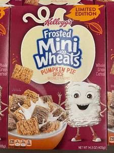 Lot of 6 Boxes of Kelloggs Frosted Mini-Wheats Pumpkin Pie Spice Cereal