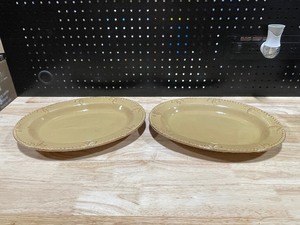 lot 45 image: Signature Sorrento Stoneware Wheat Gold Color Serving Platters