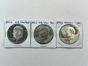 Three 40% Silver Ike Dollars