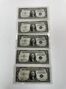5x 1935 Silver Certificates with a story