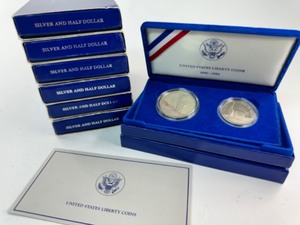 7x 2pc Proof 1986 Liberty Silver Dollar & Half Sets