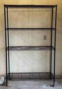 lot 14 image: 48 L  x 77 T x 18 W Metal Rolling Shelves