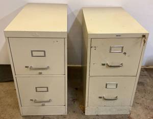 lot 100 image: Two Drawer Metal Filing Cabinets