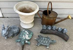 lot 153 image: Misc. Cement Garden Sculptures  (AS SEEN) & More
