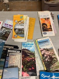 Vintage maps, cigar boxes, lots of misc