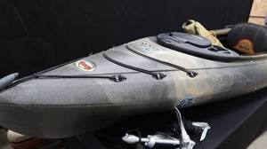 lot 2 image: OLD TOWN LOON 106 ANGLER PADDLE KAYAK PLUS EXTRAS