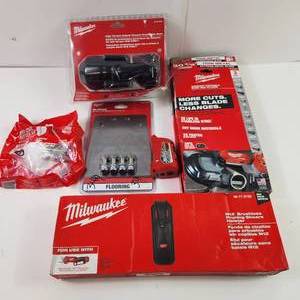 Miscellaneous Milwaukee Items Band Saw Blades Mask Impact Wrench Boot Sledge Floor Scraper Kit And More