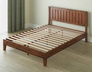 lot 92 image: ZINUS Vivek Deluxe Wood Platform Bed Frame with Headboard  Wooden Slat Support  No Box Spring Needed  Easy Assembly, Queen