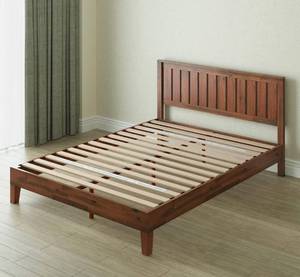 lot 93 image: ZINUS Vivek Deluxe Wood Platform Bed Frame with Headboard  Wood Slat Support  No Box Spring Needed  Easy Assembly, King