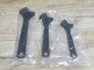 lot 88 image: Proto Adjustable Black Oxide Wrench 3 Piece Set Model # J795SA 08052420