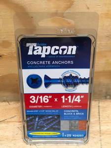 lot 83 image: Lot of 6 - Tapcon 316x1-14 Phillips Head 25 Packs Model # 24250